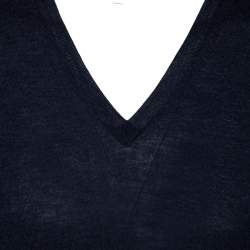 Pre Owned Saint Laurent Paris Navy Blue Wool V Neck Sweater XL