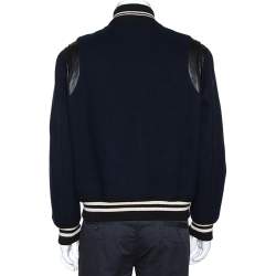 Saint Laurent Black Wool Leather Trim Teddy Jacket L