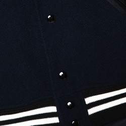 Saint Laurent Black Wool Leather Trim Teddy Jacket L