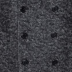 Saint Laurent Paris Monochrome Chevron Tweed Double Breasted Pea Coat L 