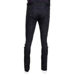 Pre Owned Saint Laurent Paris Black Distressed Denim Skinny Jeans M