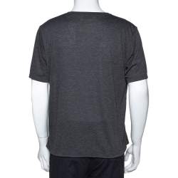 Saint Laurent Paris Grey Jersey Lightning Bolt Print T Shirt L