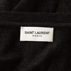 Saint Laurent Paris Grey Jersey Lightning Bolt Print T Shirt L
