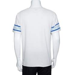مملوكة مسبقًا Saint Laurent Paris White Babylone 55 Print Cotton Distressed T-Shirt M