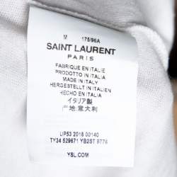 مملوكة مسبقًا Saint Laurent Paris White Babylone 55 Print Cotton Distressed T-Shirt M