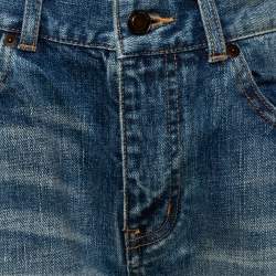 Pre Owned Saint Laurent Paris Blue Light Wash Distressed Denim Jeans M