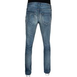 Pre Owned Saint Laurent Paris Blue Light Wash Distressed Denim Jeans M