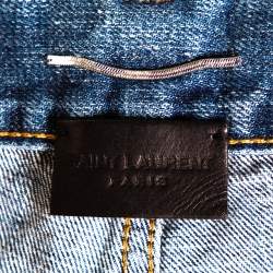 Pre Owned Saint Laurent Paris Blue Light Wash Distressed Denim Jeans M