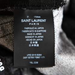 Saint Laurent Paris Charcoal Grey Medium Wash Denim Raw Edge Jeans M 