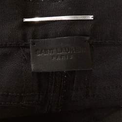 Pre Owned Saint Laurent Paris Black Denim Biker Jeans XS