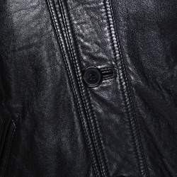 Saint Laurent Paris Black Leather Flight Jacket M