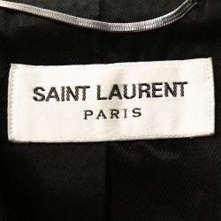 Saint Laurent Paris Black Leather Flight Jacket M
