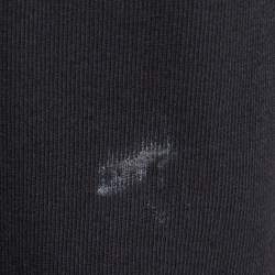 Pre Owned Saint Laurent Black Logo Print Cotton Hooded Sweatshirt L