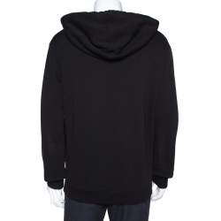 Pre Owned Saint Laurent Paris Black Animal Logo Print Cotton Distressed Hoodie M