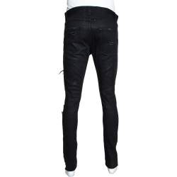 Pre Owned Saint Laurent Paris Black Denim Distressed D02 Skinny Jeans M