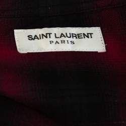 Pre Owned Saint Laurent Paris Red & Black Tartan Plaid Cotton Shirt S