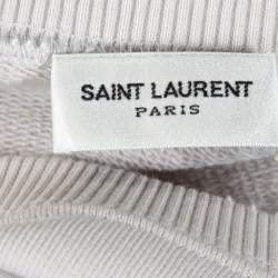 Saint Laurent Paris Ecru Robot Aged Print Distressed Sweatshirt S