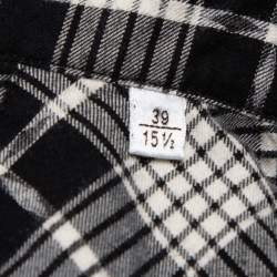 Pre Owned Saint Laurent Paris Monochrome Checked Cotton & Wool Distressed Shirt M