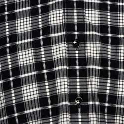 Pre Owned Saint Laurent Paris Monochrome Checked Cotton & Wool Distressed Shirt M
