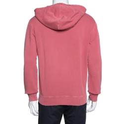 Pre Owned Saint Laurent Paris Pink Logo Print Cotton Distressed Hoodie M