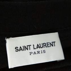 مملوكة مسبقًا Saint Laurent Paris Black Bird Print Cotton Crew Neck T-Shirt L