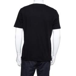 مملوكة مسبقًا Saint Laurent Paris Black Bird Print Cotton Crew Neck T-Shirt L