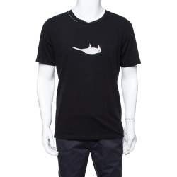 مملوكة مسبقًا Saint Laurent Paris Black Bird Print Cotton Crew Neck T-Shirt L