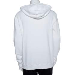 Pre Owned Saint Laurent Paris White Logo Print Cotton Hoodie L