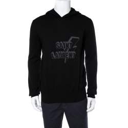 Saint Laurent Paris Black Lightning Bolt Hooded Jumper XL