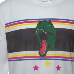 Pre Owned تي شيرت سان لوران باريس قطن طباعة ديناصور أبيض XXL