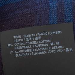 Pre Owned Saint Laurent Paris Navy Blue Plaid Flannel Long Sleeve Shirt L