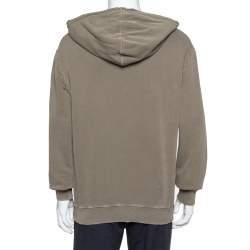 Saint Laurent Paris Khaki Cotton Distressed Washed Out Effect Hoodie M