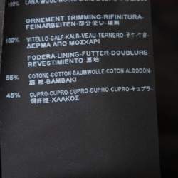 مملوكة مسبقًا معطف سان لوران كابان جلد وصوف تارتان بليد أسود وأحمر مقاس صغير