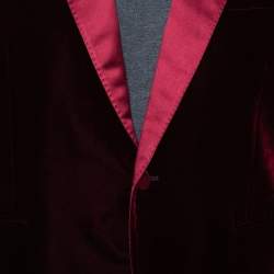 Pre Owned Saint Laurent Paris Burgundy Velvet Iconic le Smoking Blazer XL