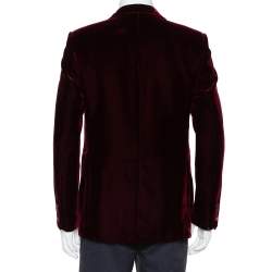 Pre Owned Saint Laurent Paris Burgundy Velvet Iconic le Smoking Blazer XL