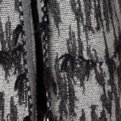 Saint Laurent Paris Grey Ikat Motif Patterned Wool & Linen Hooded Baja Cardigan M