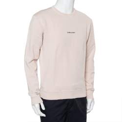 Pre Owned Saint Laurent Paris Beige Cotton Archive Logo Printed Sweatshirt M