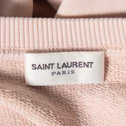 Pre Owned Saint Laurent Paris Beige Cotton Archive Logo Printed Sweatshirt M