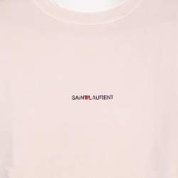 Pre Owned Saint Laurent Paris Beige Cotton Archive Logo Printed Sweatshirt M