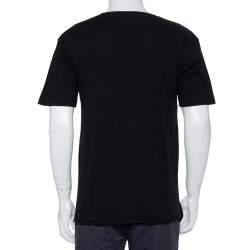 مملوكة مسبقًا تي شيرت سان لوران باريس رقبة مستديرة قطن مطبوع لا للتدخين أسود مقاس صغير جداً (اكس سمول)