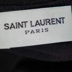 مملوكة مسبقًا تي شيرت سان لوران باريس رقبة مستديرة قطن مطبوع لا للتدخين أسود مقاس صغير جداً (اكس سمول)