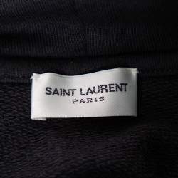 Pre Owned Saint Laurent Paris Black Cotton Logo Printed Hoodie M
