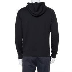 Pre Owned Saint Laurent Paris Black Cotton Logo Printed Hoodie M