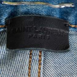 Pre Owned Saint Laurent Paris Blue Faded Denim Distressed Jeans L
