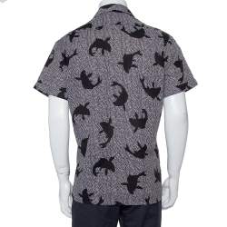 مملوكة مسبقًا Saint Laurent Paris Black Dolphin Printed Cotton Bowling Shirt L