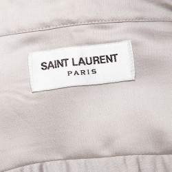 Saint Laurent Paris Beige Modal & Silk Button Front Shirt XXL   