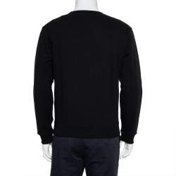 Pre Owned Saint Laurent Paris Black Cotton Embellished Logo Detail Crewneck Sweatshirt M