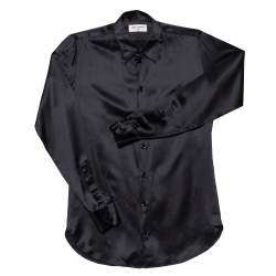 Pre Owned Saint Laurent Paris Black Silk Satin Button Front Shirt S