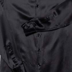 Pre Owned Saint Laurent Paris Black Silk Satin Button Front Shirt S
