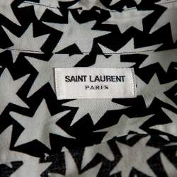 Saint Laurent Paris Monochrome Star Printed Button Front Shirt M